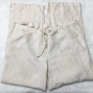 Michael Michael Kors Women's 100% Linen Tan Drawstring Pants Size 14 W.